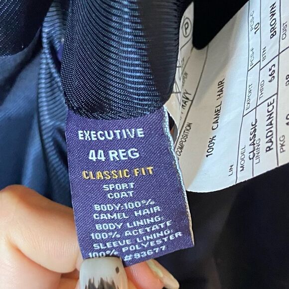 NWOT Stafford Camel Hair Blue Blazer Size 44R - Picture 9 of 10